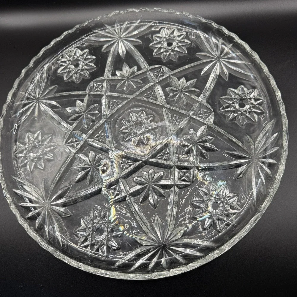 Vintage Anchor Hocking Early American Prescut (EAPC)glass STAR OF DAVID platter